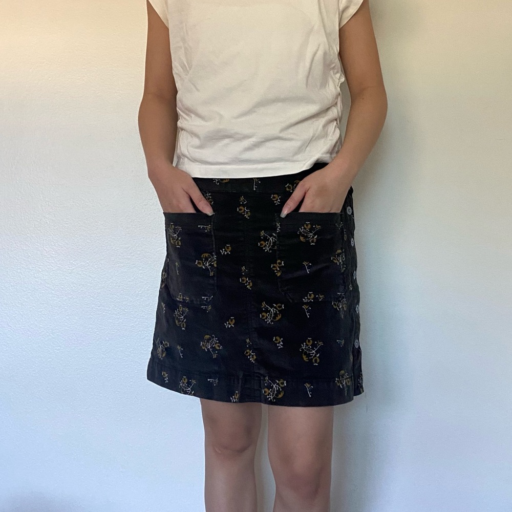 Free People Floral Velour Velvet mini skirt